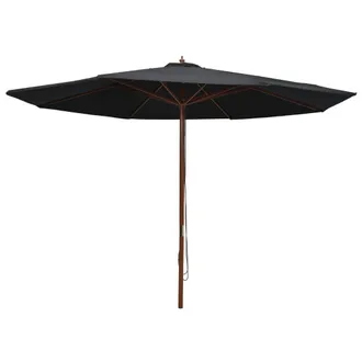 Berkfield Home Outdoor Parasol with Wooden Pole 350 cm Black