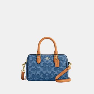 Coach Womens Mini Rowan Crossbody Bag In Signature Denim - Blue - One Size