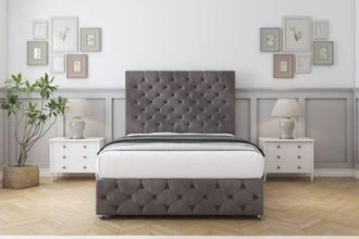 Comfort Beds Florida Naples Divan Set No Drawers-26 Headboard-Footboard in Grey | Size: Double