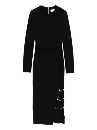 Elisabetta Franchi Geribbelde mini-jurk met ketting - Zwart