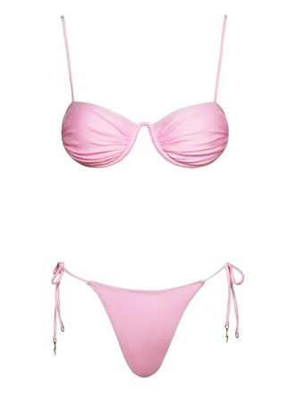 Noire Swimwear Monowire bikini met gestrikte sluiting - Roze