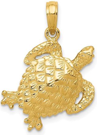 Diamond2Deal 14k Yellow Gold Solid Polished Open-Backed Turtle Pendant