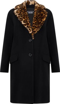 Moschino Elegant jas met bontkraag - Dames - Mantel - Zwart - L - Polyester - Jassen