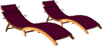 vidaXL Vidaxl - Tumbonas 2 Unidades Con Cojines Madera Maciza De Acacia