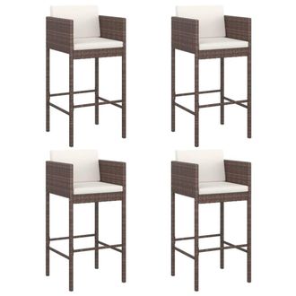 Berkfield Home Beautiful 5 Piece Garden Bar Set with Cushions Brown Poly Rattan