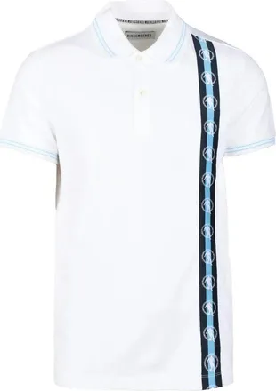 Dirk Bikkembergs White Striped Stretch Polo Shirt