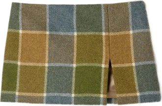 Miu Miu Geruite mini-rok met logo - Groen