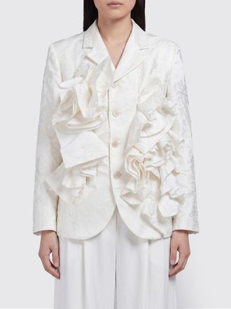 Comme Des Gar&ccedil;ons Single-Breasted Cropped Blazer with Lapels and Embroidery