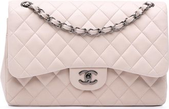 Chanel White Jumbo Classic Lambskin Double Flap