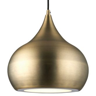 Loops LED Ceiling Pendant Light 18W Cool White Bulb Matt Brass Hanging Dome Shade