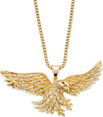 Palm Beach Jewelry Mens 1 Cttw. Gold-Plated Cubic Zirconia Eagle Pendant (60mm) Necklace 20