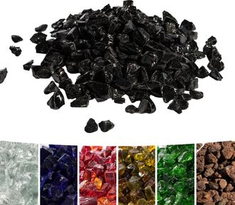 Teamson Home 4 Kg Rocas De Lava Para Braseros De Gas, Cristal De Fuego Templado, Seguro Para Estufas De Gas De Jard&iacute;n Exterior, Negro - Teamson Home