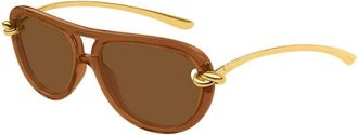 Bottega Veneta Aviator Zonnebril - Dames - Zonnebrillen - Bruin - 58 MM - Nylon - Accessoires