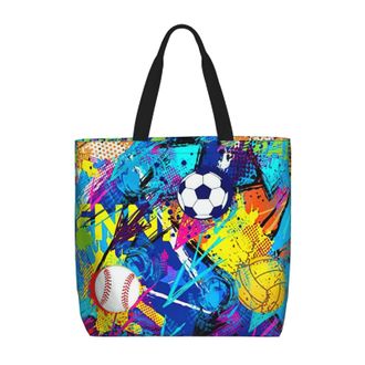Generic Women Handbag Colorful Baseball Tote Bag Reusable Fashion Shopping Bags, For Graduation, Gym, Swim, Holiday, Birthday