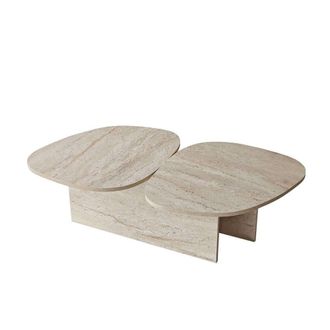 Calicosy CELESTE Double-Tiered Coffee Table With Shape, 125 Cm Long in Cream