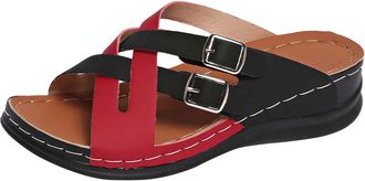 Generic Road Bike Shoes Womens 36 Womens Beach Slippers with Slope Heel Hollow Casual Slippers Slope Bottom Shoes Sandals Special Offers Womens Shoes, red, 8.