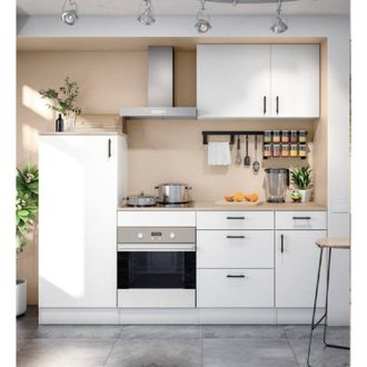 Dmora Cocina Completa Althenis, Composici&oacute;n Cocina Moderna, Set Cocina Modular, Soluci&oacute;n Cocina Funcional, Blanco Y Roble - Dmora