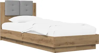 vidaXL Estructura De Cama Con Cabecero Roble Artisan 80 X 200 Cm Vidaxl