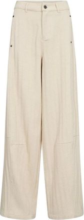Co'Couture Broeken, Dames, Beige, L, Wijde broek