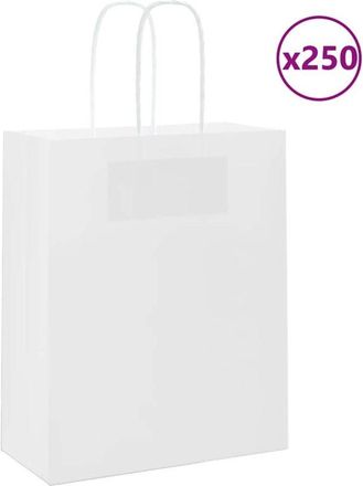 vidaXL Bolsas De Papel Con Asas 250 Uds Blanca 18x8x22 Cm Vidaxl