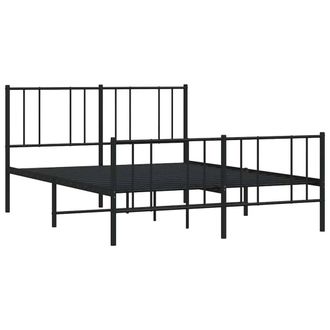Berkfield Home Metal Bed Frame with Headboard & Footboard Black 140x190 cm