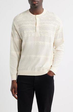 Emporio Armani Textured Knit Henley Sweater in Cream at Nordstrom, Size Xx-Large