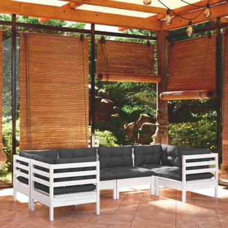 vidaXL Vidaxl - Muebles De Jard&iacute;n 6 Pzas Con Cojines Blanco Madera De Pino