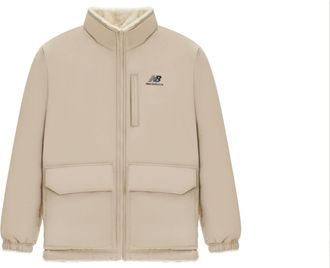 New Balance Logo Warm Down Jacket Asia Sizing Beige White 6DC43783-CRE