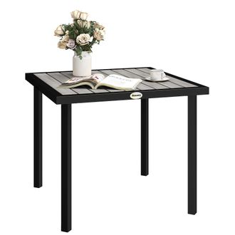 OUTSUNNY Garden Table for 4 Person with 5.4cm Parasol Hole - Light Grey | TJ Hughes