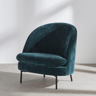 Maisons du monde Sill&oacute;n de tejido texturizado azul petr&oacute;leo