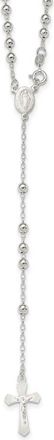 Diamond2Deal Sterling Silver Polished Bead 18 inch Rosary Necklace 18
