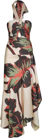 Johanna Ortiz Abito lungo Sol De Jade con scollo allamericana - Toni neutri