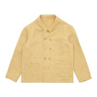Fortela Light Jackets, male, Beige, Size: XL Linen French Work Jacket