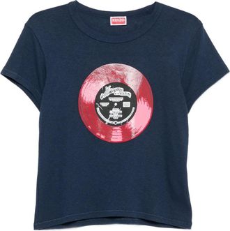Kenzo Sounds T-shirt - Dames - T-shirts - Blauw - S - Katoen - Tops