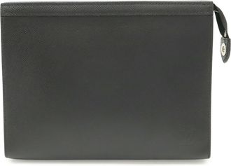 Louis Vuitton Black Noir Taiga Leather Clutch Bag Pochette (Pre-Owned)