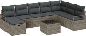vidaXL Vidaxl - Garden Sofa Set 9 pcs Grey 287 x 177 x 85 cm Poly rattan
