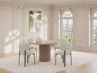 Vente-Unique Round Dining Table for 4 Cm MDF - Brown - TAMARZO