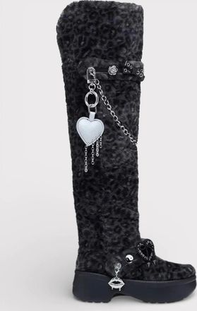 Crocs Womens Crocs Classic Unfurgettable Knee High Boot Black Leopard - Black/Black - Size: 4