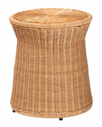 Baxton Studio Caroline Round Rattan End Table