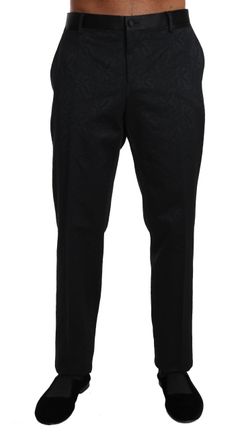 Dolce & Gabbana Mens Cotton Brocade Floral Trousers Black