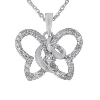 House of Brilliance Silver 1/4 cttw Prong-Set Diamond Butterfly 18 Pendant Necklace in White at Nordstrom