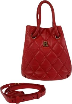 Balenciaga Pre-owned Bucket Bags, female, Red, Size: ONE SIZE Pre-owned Leather B Bucket Bag Red 2way