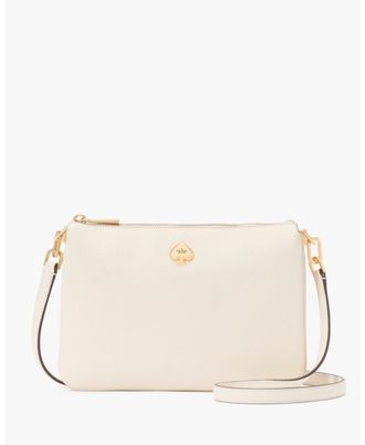 Kate Spade New York Womens Kayla Pebbled Leather Small Triple Compartment Crossbody - White - One Size