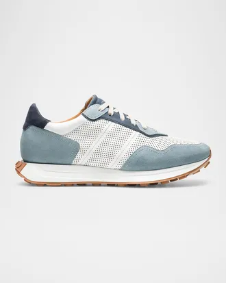 Magnanni Men & apos;s Romero Leather and Suede Runner Sneakers