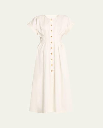 Kika Vargas Dena Pleated Midi Shirtdress
