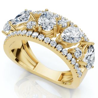 Pompeii3 1 1/2Ct Multi-Shape Cluster Diamond Anniversary Ring 14k Gold Lab Grown