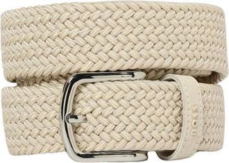 HUGO BOSS Accessoires, Heren, Beige, ONE Size, Gevlochten Leren Riem met Metalen Gesp