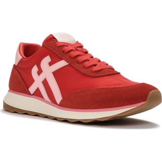 FitFlop Retro-Q FF Fabric Suede Sneakers in Cherry Tomato/warm Pink at Nordstrom, Size 8.5