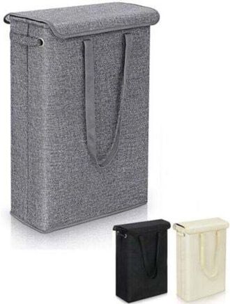 OEM Cesto De Ropa Plegable De Color Gris Con Capacidad De 45 Litros: Gran Capacidad, Dise&ntilde;o Delgado (39 X 19 X 60 Cm), Con Tapa, F&aacute;cil De Guardar