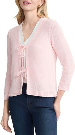 Jones New York Tie Front Cardigan in Petal Pink at Nordstrom, Size X-Large